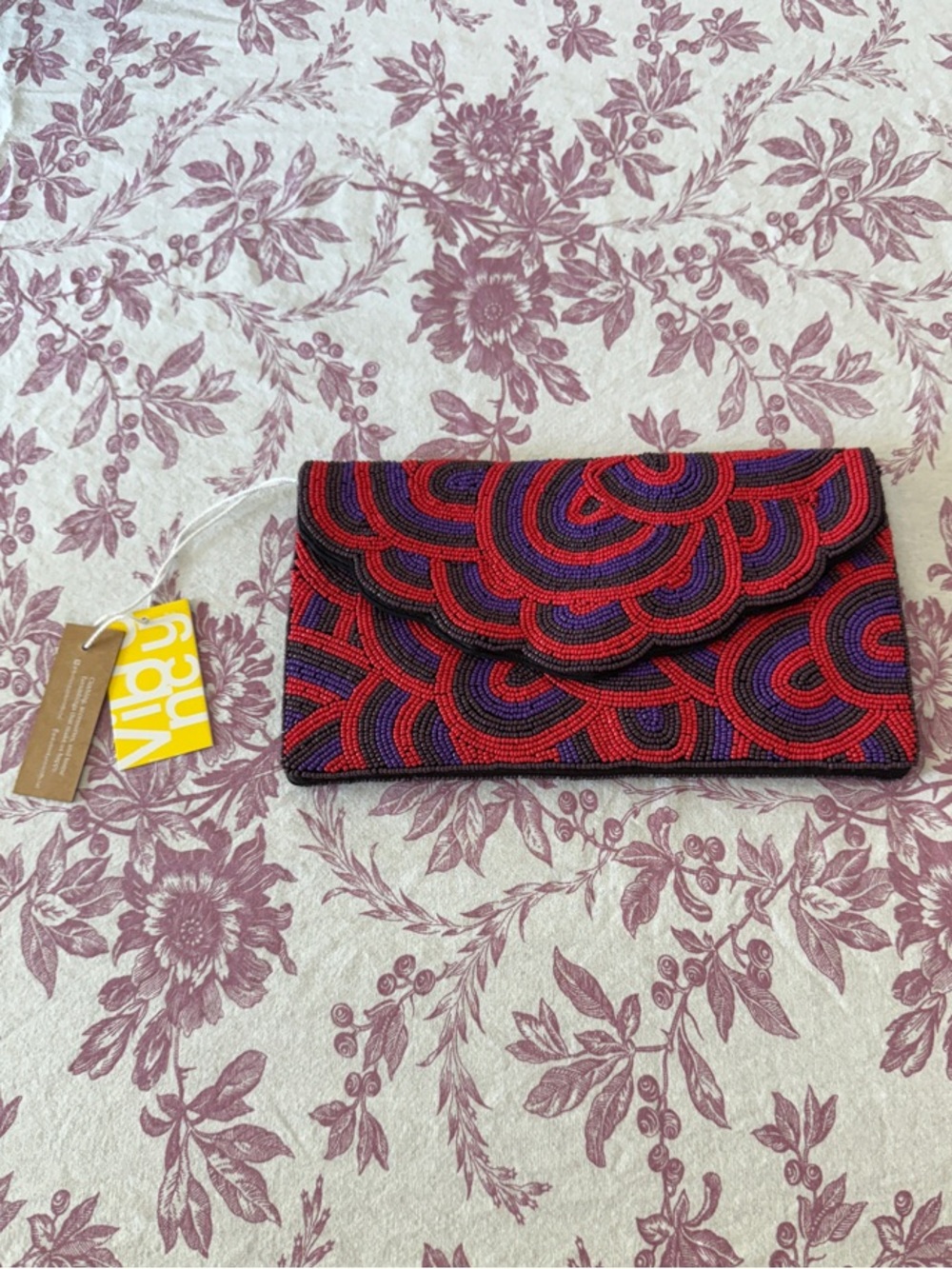 NWT roller rabbit rare Sydney clutch Beaded Red and Purple Envelope Clutch